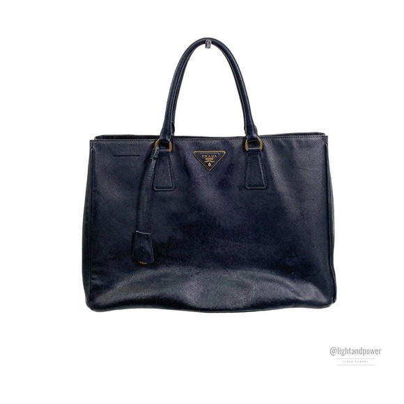 Prada Handbags - Prada Black Saffiano Pebbled Leather Tote Bag EUC